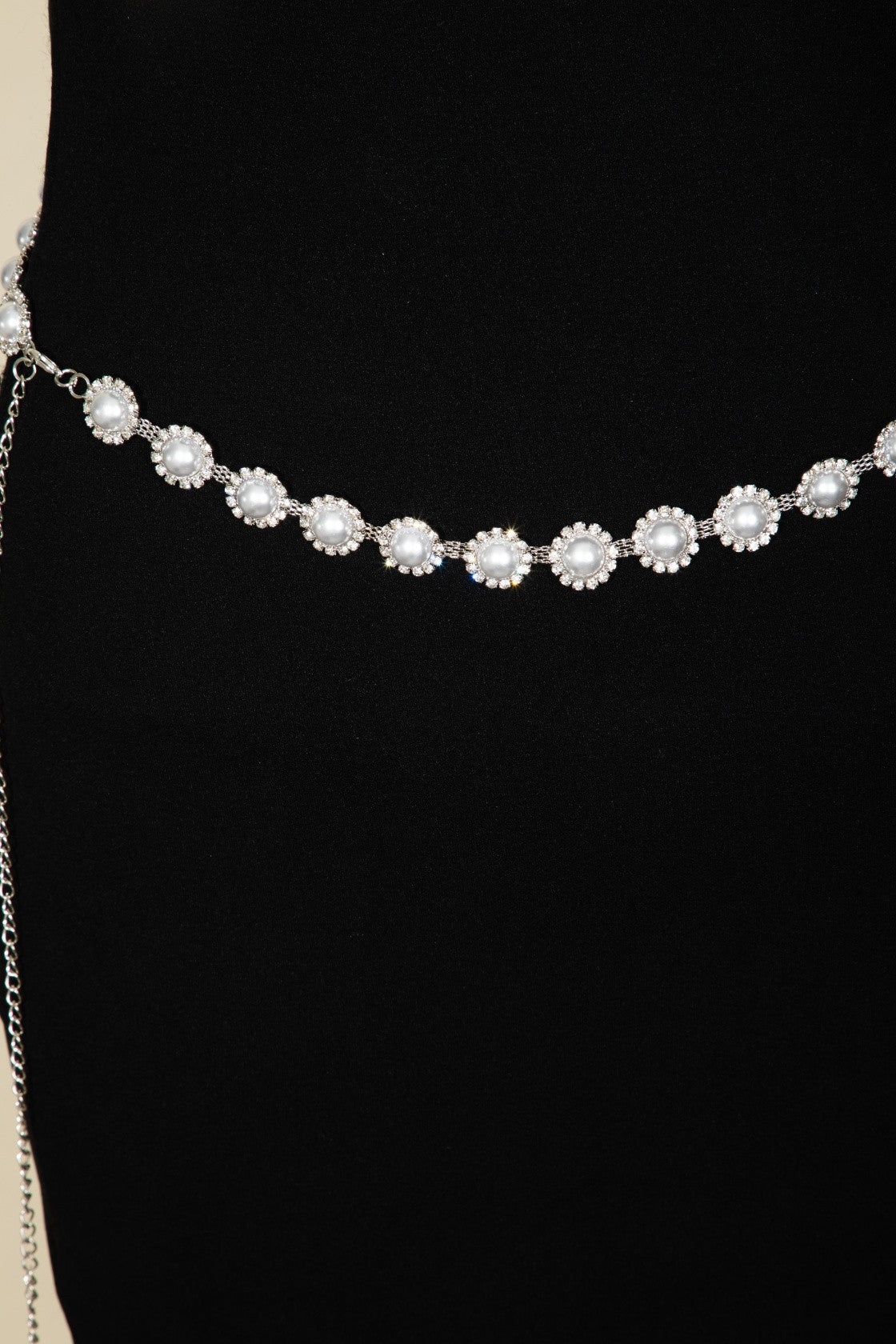 Pearl Rhinestone Chain Belt