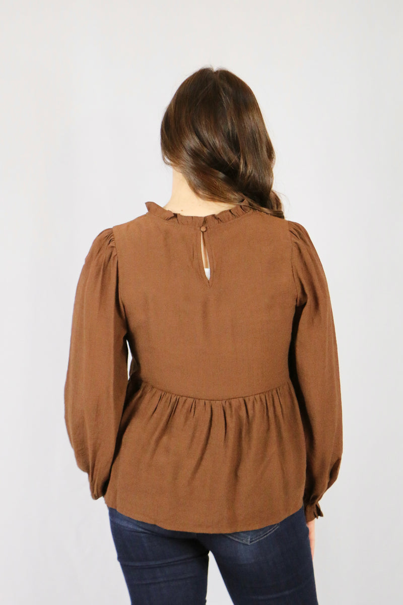 Brown Peplum Top