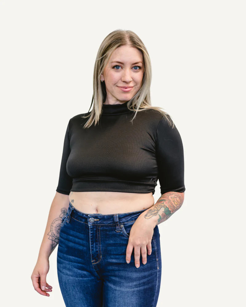 Ribbed Mock Neck Halftee (Pre-Order)