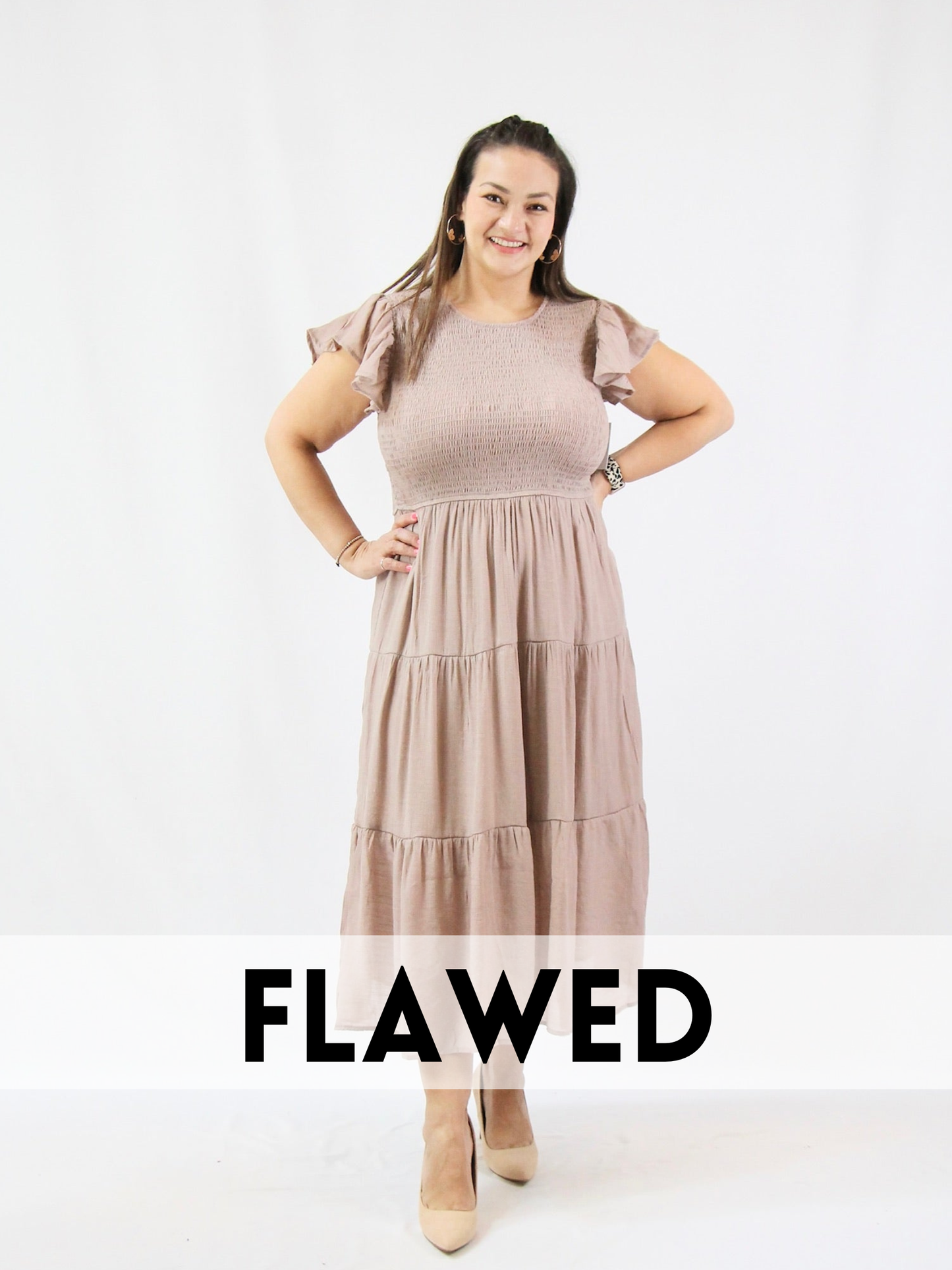 *FLAWED* Covey Dress Taupe - 1XL