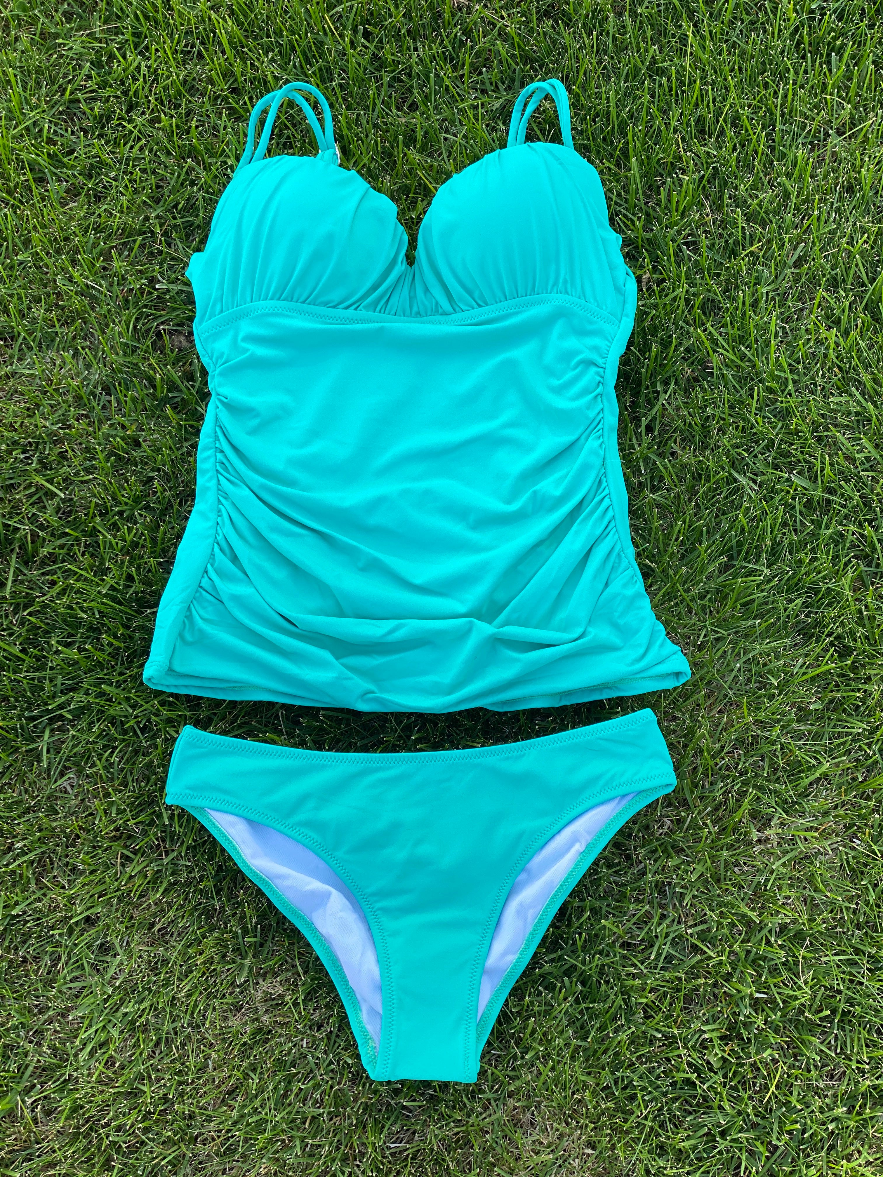 Green Ruched 2pc Set - MISH Fashion and Swim 